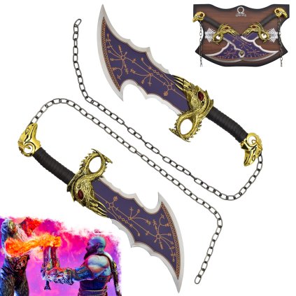 Ocelové čepele chaosu "SURTUR'S GIFT" s plaketou - God of War