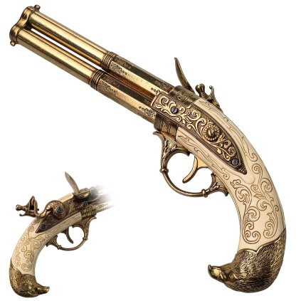 Replika dvouhlavňové křesadlové pistole "GODLEN EAGLE"