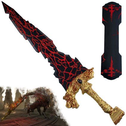Masivní ocelový meč "THE BLACK BLADE" s plaketou - Elden Ring