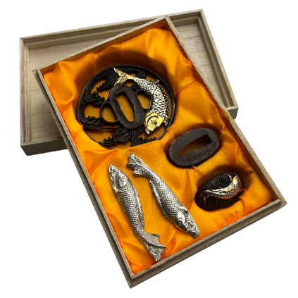 Dekorativní sada pro samurajský meč "SILVER KOI"