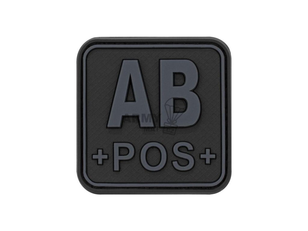 Bloodtype Square Rubber Patch AB Pos