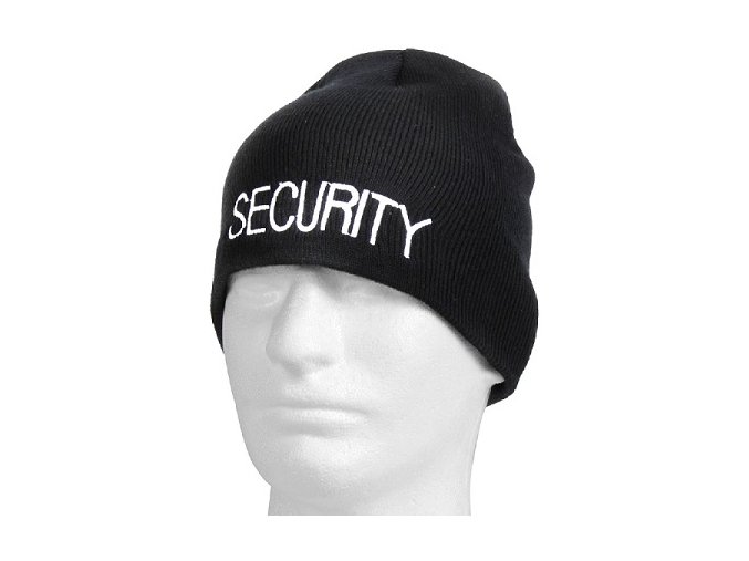 Čepice Černá pletená s nápisem  SECURITY