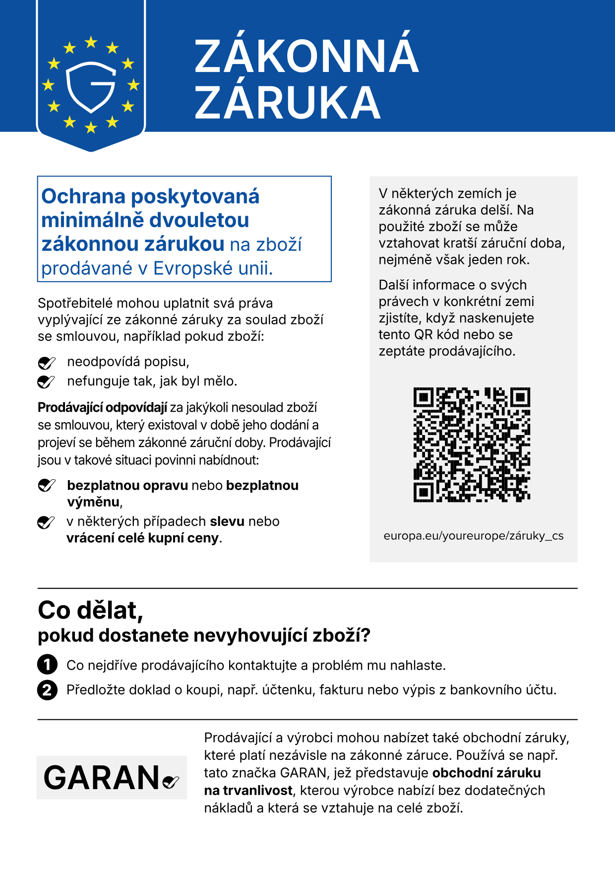 Poučení o zákonné záruce