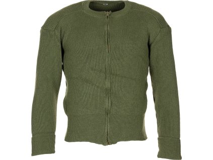 Sveter Švédsko vlnený so zipsom olív originál (Veľkosť 6)