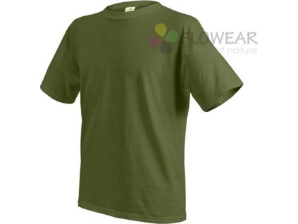 Tričko olív krátky rukáv bavlna 160g Flowear® (Vyberte veľkosť S)