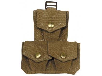 Trojsumka puzdro na muníciu bavlnené M37 Webbing WWII Veľká Británia originál (Farba zelenohnědá)