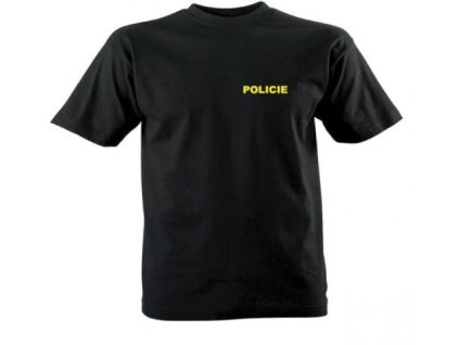 Tričko krátky rukáv čierne s potlačou Polícia (Vyberte veľkosť S)