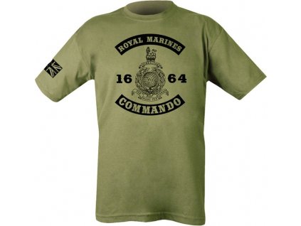 Tričko (tričko) olív s potlačou Royal Marines Commando 1664 Veľká Británia Kombat (Veľkosť XXL)