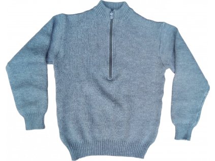 Sveter M74 Jumper Švajčiarsko vlnený šedý 1/2 zips originál (Vyberte veľkosť 48)
