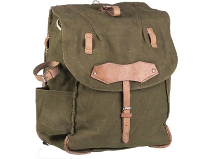 Batoh veľká poľná s koženým remením olív Rumunsko originál (Varianta použitý)