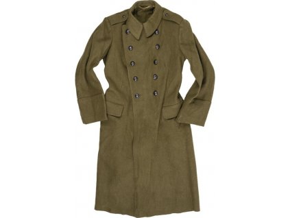 Kabát dvojradový vlnený olív Rumunsko Varšavská zmluva originál (Veľkosť 52/II.)