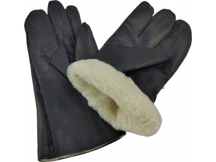 Rukavice kožené štvorprsté zimné s kožušinou čiernej (Veľkosť 1. (17-20cm))