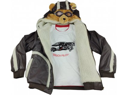 Detská letecká bunda s kapucňou a tričkom medveď Aviator Bear Sunny Toys