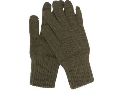 Rukavice vlnené pletené olív Belgicko originál (Veľkosť 2)