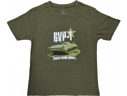 Tričko detské s potlačou Bojové vozidlo pechoty BVP-1 khaki EXC® (Vyberte veľkosť 110)