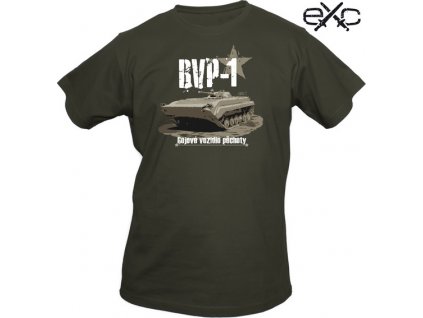 Tričko s krátkym rukávom a potlačou Bojové vozidlo pechoty BVP-1 khaki EXC® (Veľkosť XS)