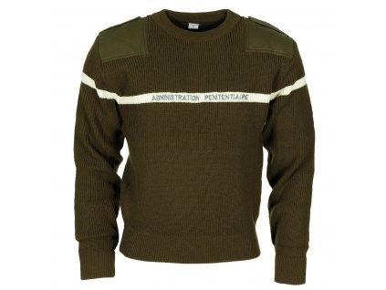 Sveter pletený Väzenská správa zelený Francúzsko originál (Vyberte veľkosť XL)