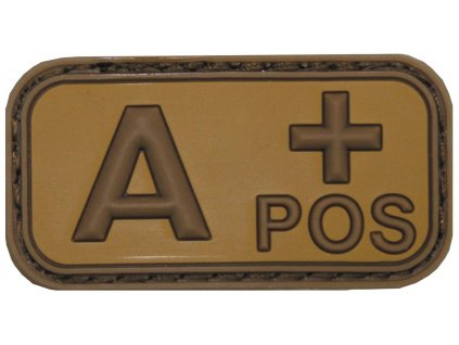 Nášivka označenie krvnej skupiny A+ positive hnedá 3D PVC MFH® Brown-Khaki