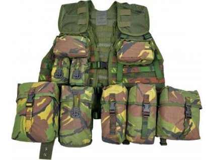 Taktická modulárna vesta maskovacia s vreckami Molle DPM Woodland Holandsko originál (Veľkosť L zánovní)