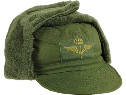 Čiapka zimná ušianka vzdušnej sily M-59 olív Švédsko originál (Veľkosť 56)