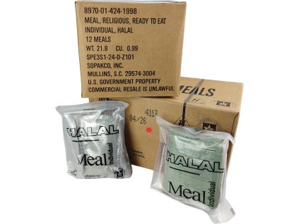 Bojová dávka potravy Halal MRE US originál (	Menu Saag chole with lamp)