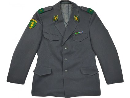 Sako vlnené s nášivkami šedej Švajčiarsko (06) (Veľkosť 108 A)