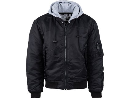 Bunda bomber MA1 s kapucňou čierna Fostex® (Vyberte veľkosť XS)