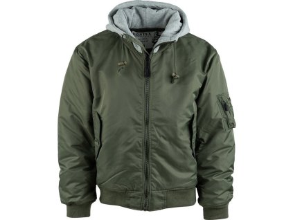 Bunda bomber MA1 s kapucňou zelená Fostex® (Vyberte veľkosť XS)