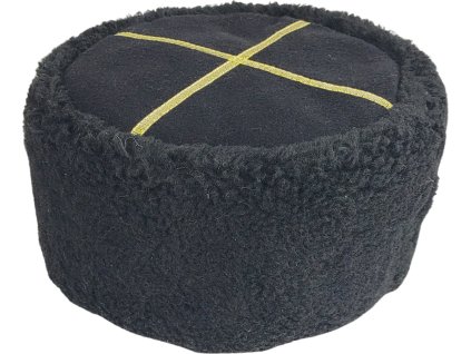 Čiapka zimná Papakha z čiernej kožušiny s čiernym vrškom (Veľkosť 58)