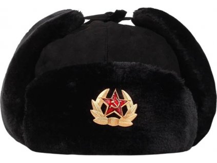 Baranica ušianka Rusko s odznakom originál čierna (Vyberte veľkosť 55)