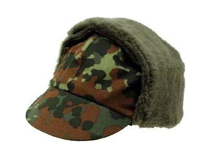Čiapka zimná ušianka BW Bundeswehr flecktarn originál (Veľkosť 56 použitá)