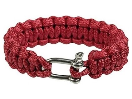 Náramok paracord červený Mil-Tec kovová spona 16370310 (Veľkosť M (obvod zápěstí max 20 cm))