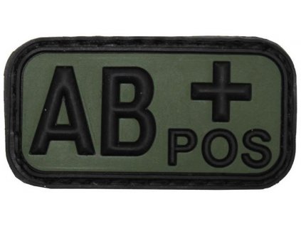 Nášivka označenie krvnej skupiny AB+ positive zelená 3D PVC MFH® OD Green