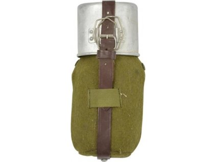 Poľná fľaša hliníková čutora s hrnčekom Rumunsko originál použitá (Varianta použitá 2. jakost bez karabiny)