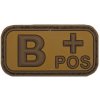 Nášivka označenie krvnej skupiny B+ positive hnedá 3D PVC MFH® Brown-Khaki