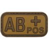 Nášivka označenie krvnej skupiny AB+ positive hnedá 3D PVC MFH® Brown-Khaki