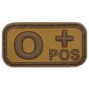 Nášivka označenie krvnej skupiny 0+ positive hnedá 3D PVC MFH® Brown-Khaki