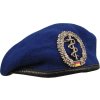 Baret BW zdravotník modrý s odznakom Bundeswehr originál použitý (Veľkosť 54)