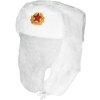 Čiapka baranice zimná ruská ušianka s odznakom biela (Veľkosť S (54-55cm))