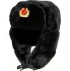 Čiapka baranice zimná ruská ušianka s odznakom čierna (Vyberte veľkosť S(54-55cm))