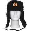 Čiapka baranice zimná ruská ušianka s odznakom čierna (Vyberte veľkosť S(54-55cm))