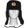 Čiapka baranice zimná ruská ušianka s odznakom čierna (Vyberte veľkosť S(54-55cm))