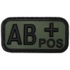 Nášivka označenie krvnej skupiny AB+ positive zelená 3D PVC MFH® OD Green