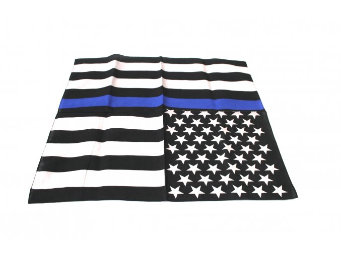 Šátek s čtvercovým potiskem - černobílé vlajky USA