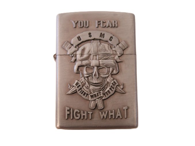 Benzínový zapalovač USMC - stříbrný mat