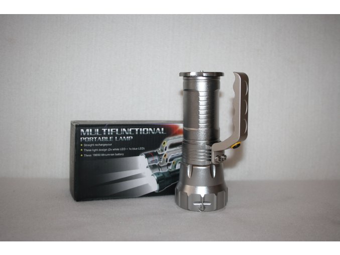 Svítilna, baterka kovová, ruční LED/ZOOM PORTABLE LAMP- stříbrná