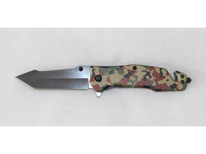 Kapesní zavírací multitool nůž s klipem - flecktarn