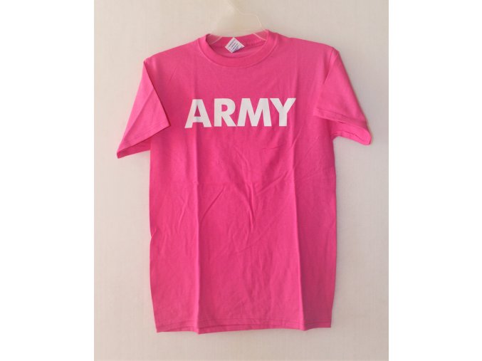 TRIKO, TRIČKO S POTISKEM  Army krátký rukáv - růžové