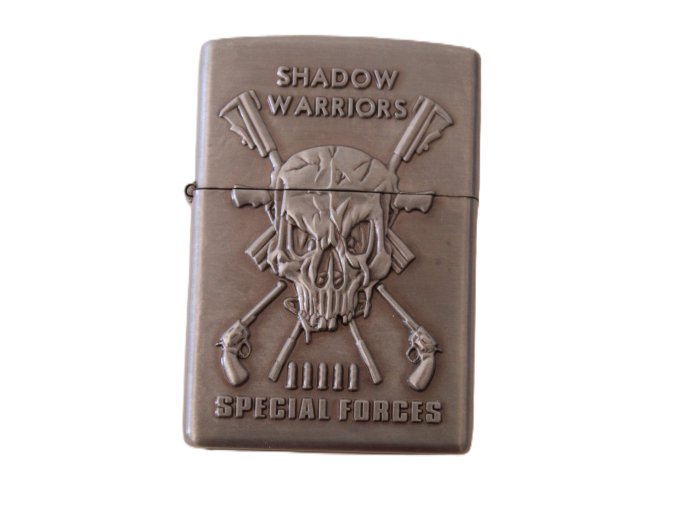 Benzínový zapalovač SHADOW WARRIORS - stříbrný mat