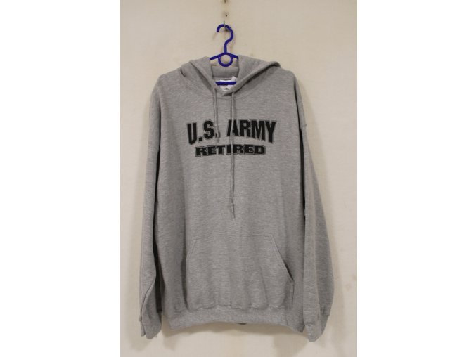 MIKINA s kapucí GILDAN - U.S. Army - šedá